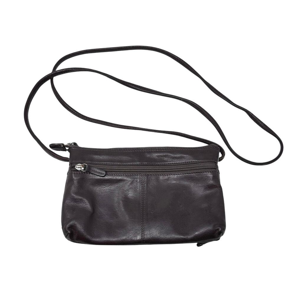ILI NEW YORK Brown leather crossbody purse